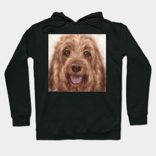 Oil Painting of a Cute and Furry Dog Smiling With Golden Hair Hoodie